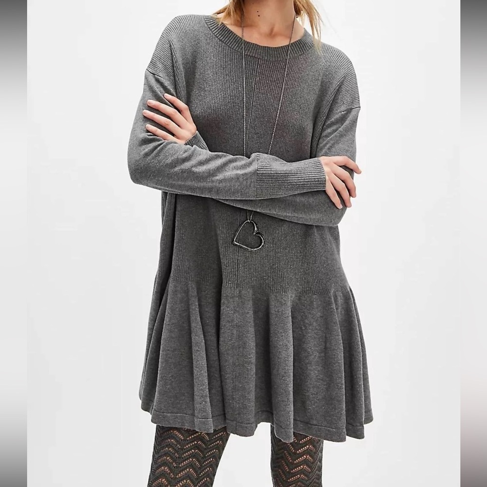 New Free People FP Time On My Side Mini Grey Dress Size Medium